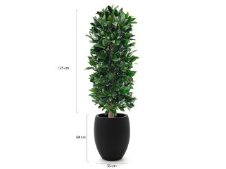 Designplants/Luca Lifestyle Laurier kolom kunstplant (h:125cm) met Grigio Tall Balloon bloempot - Groen (UV bestendig) (bloempot = Anthracite)
