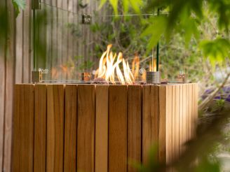 Cosipillar Square gaslantaarn 40x40x110cm - Teak