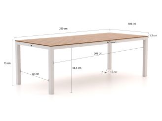 Forza Altea/Fidenza 220cm dining tuinset 7-delig stapelbaar