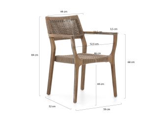 ROUGH-L Rope/ROUGH-S 220cm dining tuinset 7-delig stapelbaar