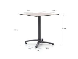Bellagio Canzo klaptafel 70x70x73cm - Kunststof
