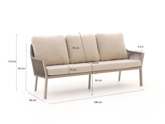 Tierra Outdoor Liv lounge/dining tuinbank 3-zits 198cm - Champagne (incl. kussens)