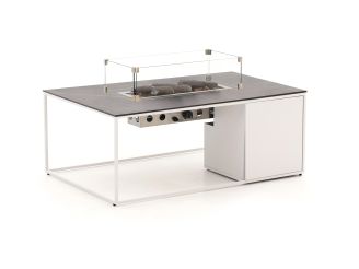 Cosidesign Line lounge vuurtafel 120x80x47cm - White (Blad = Dekton Kelya) (incl. glas)