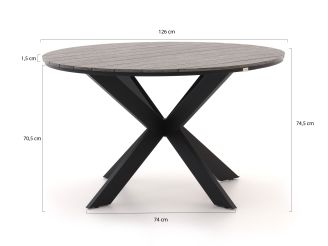 Bellagio Lugo/Fidenza ø 126cm dining tuinset 5-delig stapelbaar