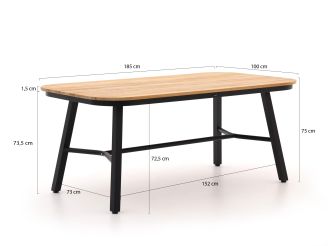 Hartman Tubb dining tuinset 185cm 5-delig verstelbaar