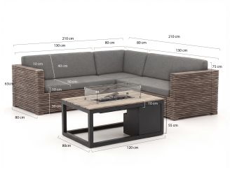 ROUGH-C/Cosiraw hoek loungeset met vuurtafel 4-delig