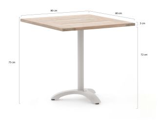 Bellagio Lisio tuintafel 80x80x75cm - Teakhout