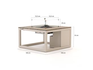 Cosiraw lounge vuurtafel 100x100x55cm - Aluminium