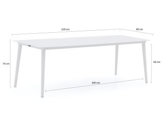 Bellagio Lugo/Sora 220cm dining tuinset 7-delig verstelbaar