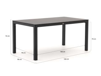 Intenso Asti/La Fonte 160cm dining tuinset 5-delig