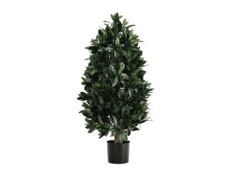 Designplants/Luca Lifestyle Laurier pyramide kunstplant (h:150cm) met Grigio New Egg bloempot - Groen (UV bestendig) (bloempot = Antique White)