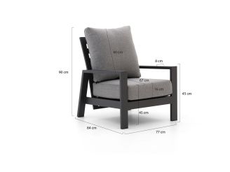 Tierra Outdoor Musone lounge tuinstoel verstelbaar - Grijs - Antraciet - Textileen