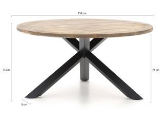 Intenso Asti/Rough-Y Ø150cm dining tuinset 6-delig