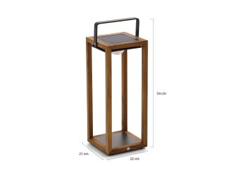 SUNS Tom lantaarn solar 21x22x54cm - Natural Teak/Matt White
