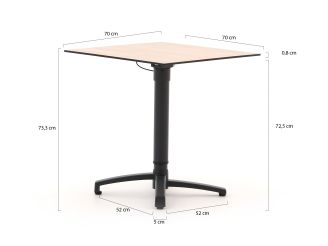 Bellagio Canzo klaptafel 70x70x73/109cm verstelbaar - Kunststof