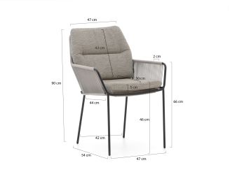 SUNS Punta dining tuinstoel - Grijs - Antraciet - Rope (touw)