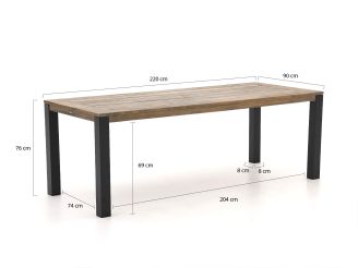 Bellagio Rumo/ROUGH-S 220cm dining tuinset 7-delig stapelbaar