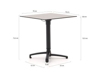 Bellagio Canzo klaptafel 70x70x73/109cm verstelbaar - Kunststof