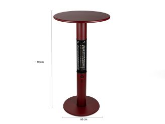 Monti HeatLine Vibe bartafel met terrasverwarmer 1500W ø60cm (h: 110cm) - Red