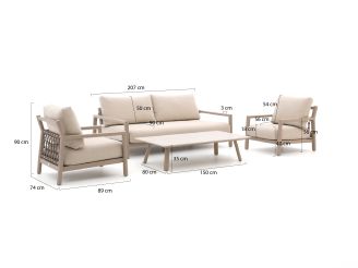 Tierra Outdoor Oasis stoel-bank loungeset 4-delig verstelbaar