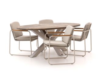 Bellagio Sordio/ROUGH-Y Ellips 200cm dining tuinset 5-delig stapelbaar