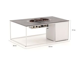 Cosidesign Line lounge vuurtafel 120x80x47cm - White (Blad = Dekton Kelya)