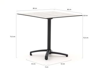 Manifesto Villongo/Canzo 80cm dining tuinset 5-delig stapelbaar inklapbaar