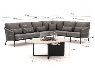Bellagio Mineo/Cosiloft Novi hoek loungeset met vuurtafel 5-delig