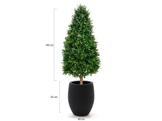 Designplants/Luca Lifestyle Buxus tower kunstplant (h:140cm) met Grigio Tall Balloon bloempot - Groen (UV bestendig) (bloempot = Anthracite)
