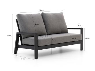 Tierra Outdoor Musone lounge tuinbank 2-zits 170cm - Charcoal (incl. kussens)