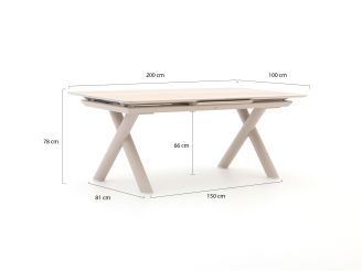 Bellagio Citadella dining tuintafel uitschuifbaar 200/260x100x78cm - Sintered stone
