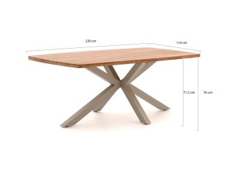 Bellagio Panaro/Induno Deens Ovaal 220cm dining tuinset 7-delig stapelbaar