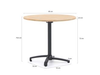 Bellagio Canzo klaptafel ø 85cm (h:75cm) - Teakhout
