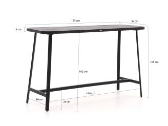 Bellagio Cino 175cm barset 5-delig stapelbaar