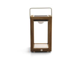 SUNS Tom lantaarn solar 16x17x28cm - Natural Teak/Matt White