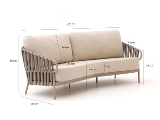 Tierra Outdoor Nuri lounge tuinbank 3-zits 227cm - Champagne (incl. kussens)