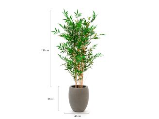 Designplants/Luca Lifestyle Japanse Bamboe kunstplant (h:120cm) met Grigio Tall Balloon bloempot - Groen (UV bestendig) (bloempot = Natural Concrete)