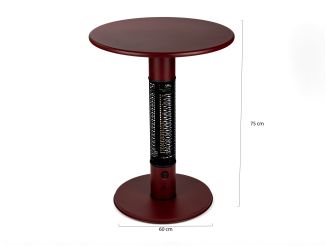 Monti HeatLine Pulse tafel met terrasverwarmer 1500W ø60cm (h: 75cm) - Red