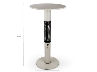 Monti HeatLine Vibe bartafel met terrasverwarmer 1500W ø60cm (h: 110cm) - Beige