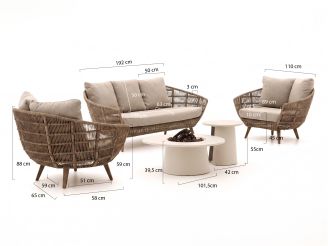 Intenso Stila/Cosidune stoel-bank loungeset met vuurtafel 5-delig