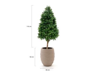 Designplants/Luca Lifestyle Buxus tower kunstplant (h:110cm) met Bordo Tall Balloon bloempot - Groen (UV bestendig) (bloempot = Sand)