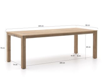 Apple Bee Hawaii/ROUGH-S 220cm dining tuinset 7-delig stapelbaar